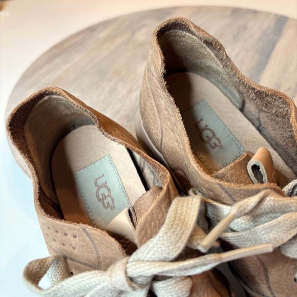 UGG UGGs Tye Women's Brown Leather Suede Tideline Shoes Sneakers US Size 8 - Picture 8 of 10